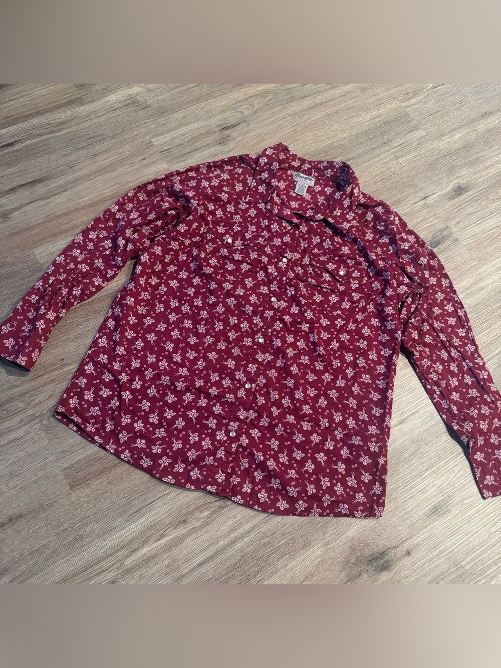 Wrangler Burgundy Shirt with White Floral Print